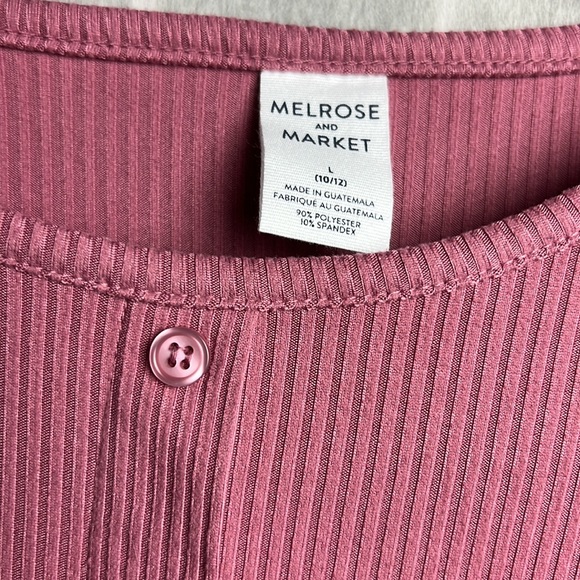 Melrose And Market Kids' Cropped Button Long Sleeve Top Size L(10/12) - Picture 3 of 4